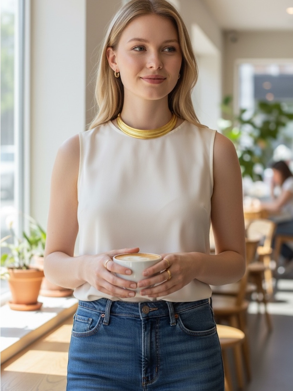 Casual Corner Gold Chevron Collar Necklace